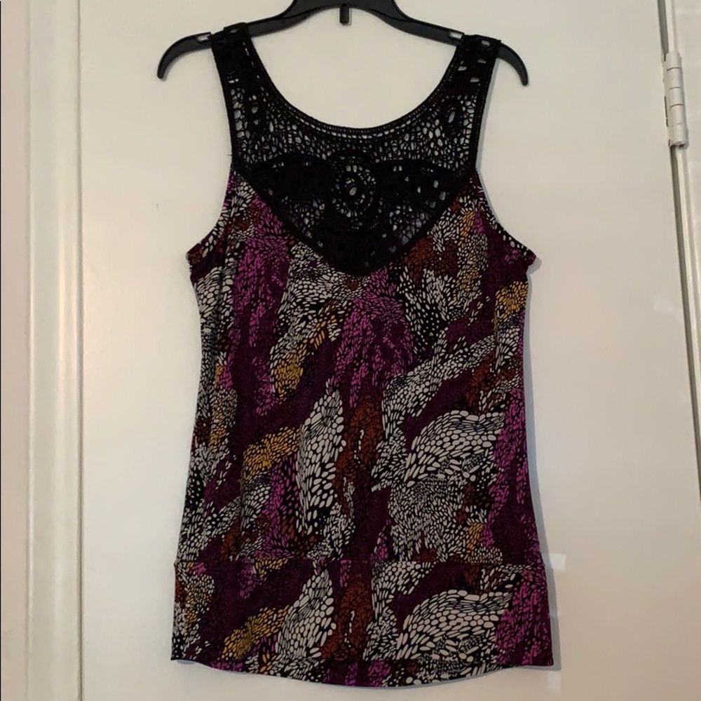Speechless Lacy Tank with Colorful Print - Picture 2 of 5